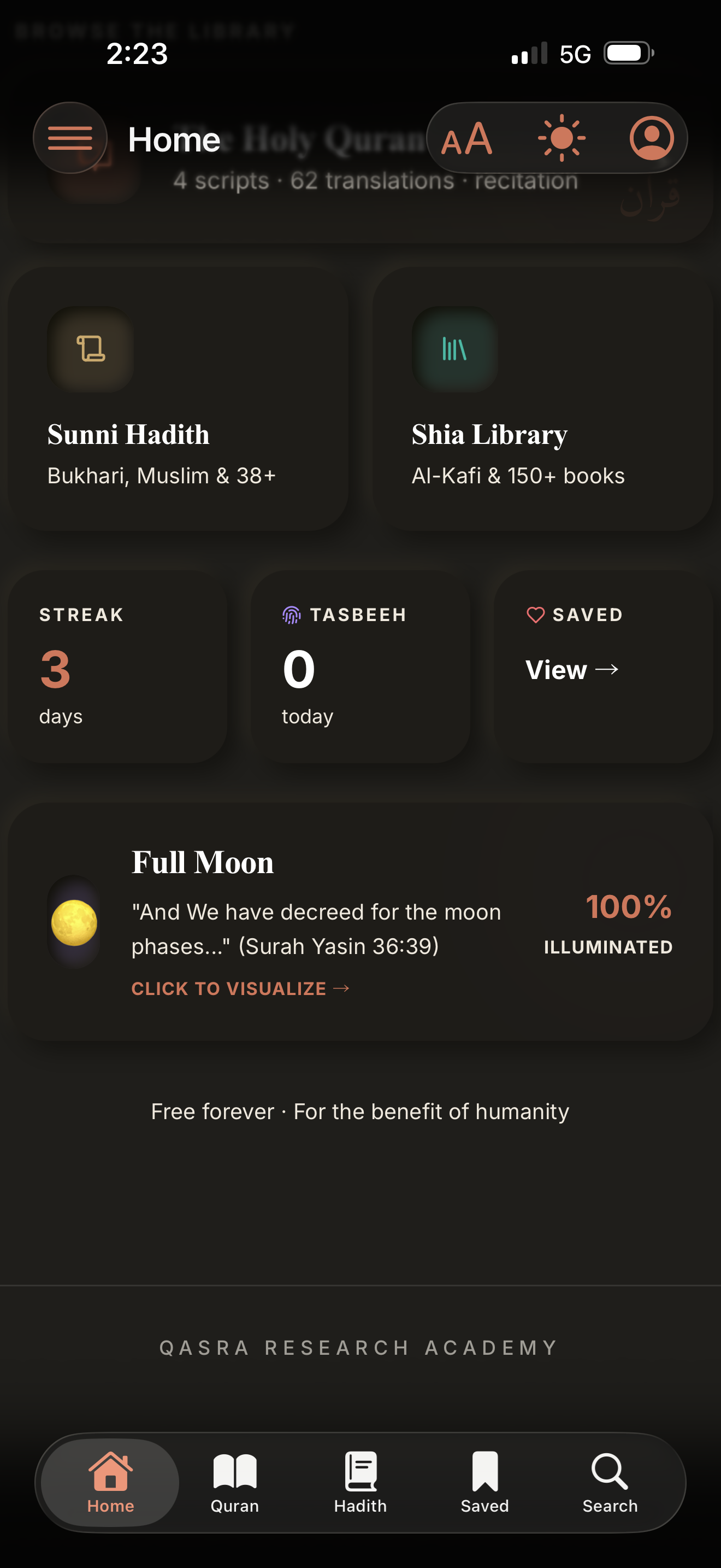 QASRA Customization Settings Screenshot
